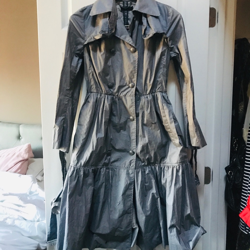 All Saints Metallic trench coat gray vintage 10